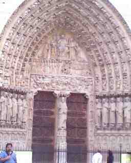 Main entrance of Notredame Cathedral - Paris.