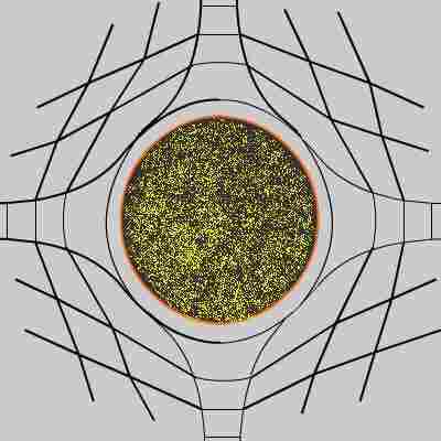 Drawing of the Global Aether with radial symmetry caused by nucleons.