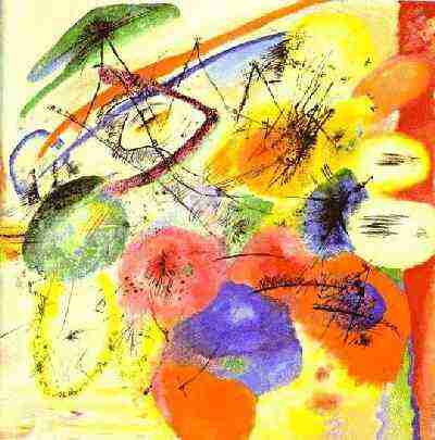 Cuadro con muchos colores. Black Strokes - Kandinsky