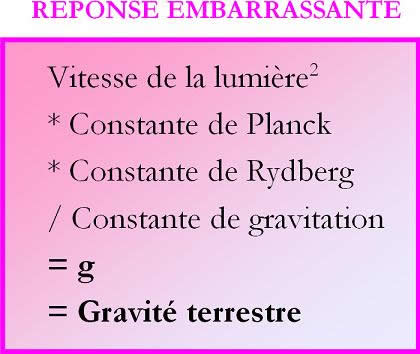 Réponse à l'énigme de la gravité.