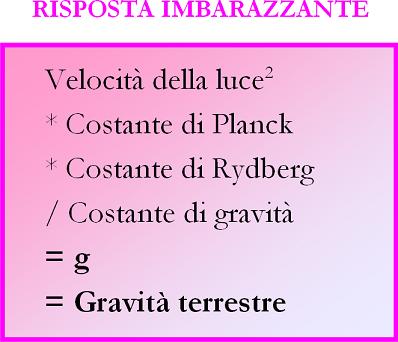 Risposta all'enigma di gravità.